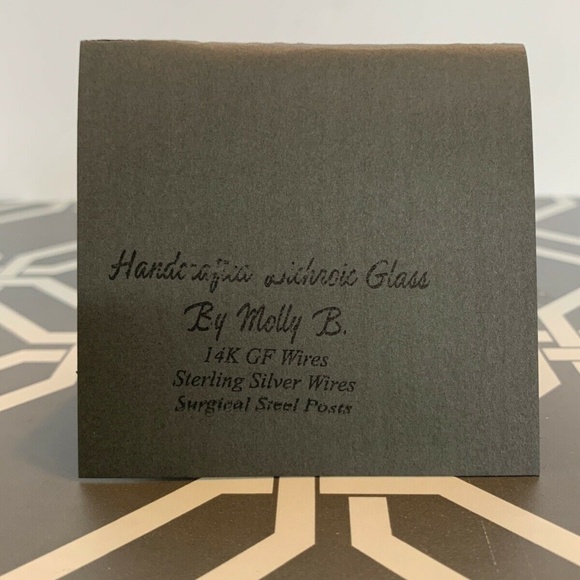 Lake Tahoe Fire Glass Earrings 14k GF Wires - Picture 3 of 3